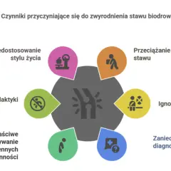 Unikaj przeciążania stawu, ignorowania bólu, zaniedbania diagnostyki, niewłaściwego wykonywania czynności, braku profilaktyki i niedostosowania stylu życia, by zapobiec zwyrodnieniu stawu biodrowego.